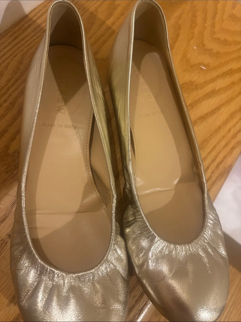J. Crew Metallic Champagne Ballet Flats